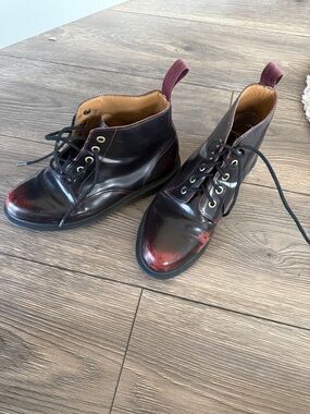 Dr. Martens Emmeline Oxblood Leather Ankle Boots Lace-Up Women’s 7